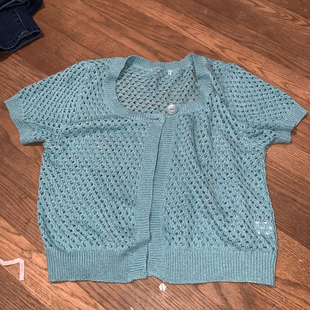 Blue Cropped Cardigan